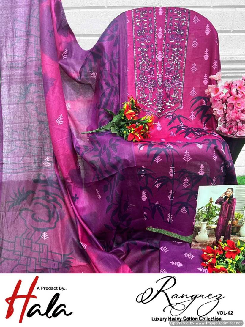 Rangrez Vol 2 By Hala Cotton Printed Pakistani Dress Material Wholesale Clothing Suppliers In India
